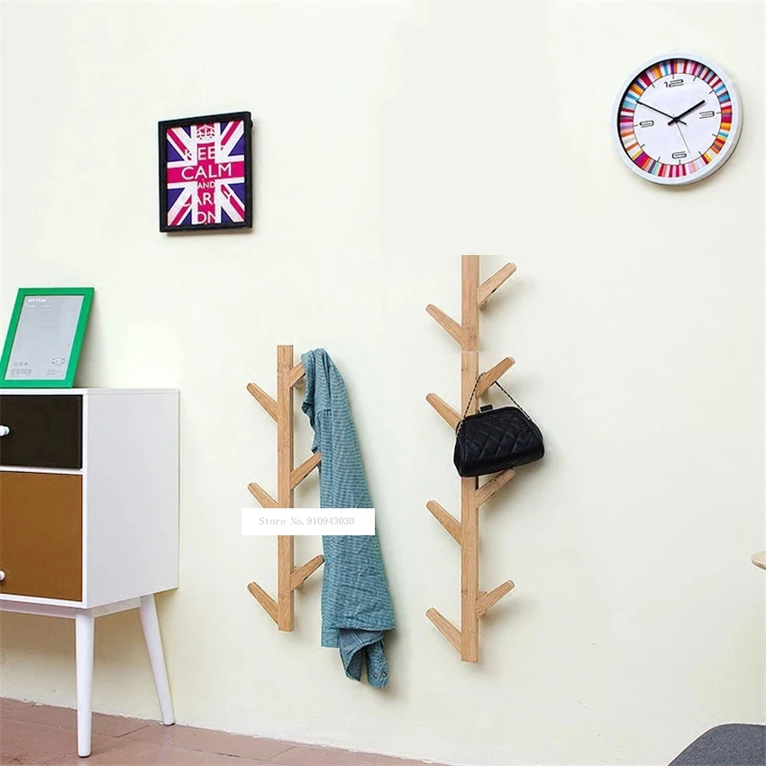 JP150420 Креативная одежда сумки дерево из массива дерева Настенная Вешалка