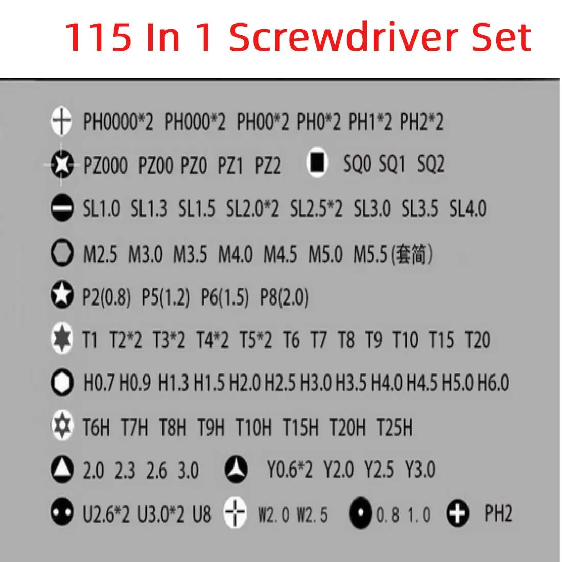 

Multi-function 115 in 1 Screwdriver Set of Screw Driver Bit Set Precision Mobile Phone Repair Device Torx Hex Screwdriver Tools