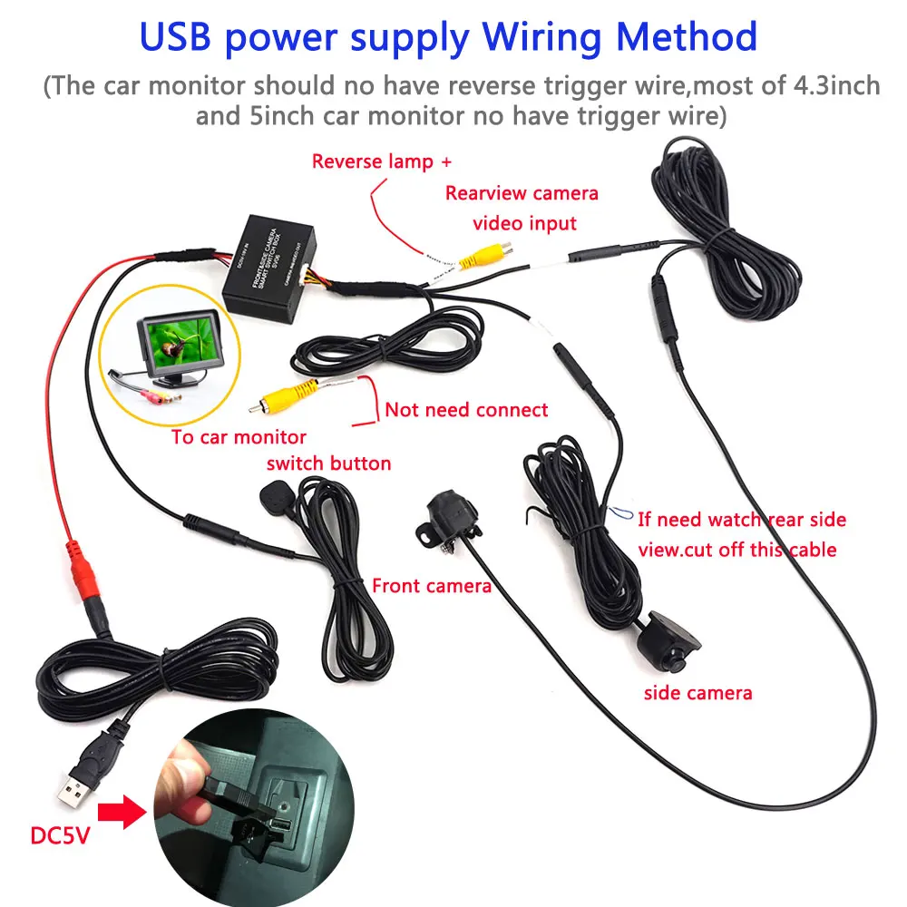 

Rear View Camera Video Control Switch Box Image Car Camera Channel Converter Auto Switch Front/View Side Control Box With Camera