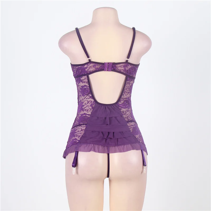 Ohyeahlover кружево Porno Плюс Размер 6XL подвязка Femme Babydoll без кроп черная Цветочная сетка Chemish сексуальное женское белье RM7296