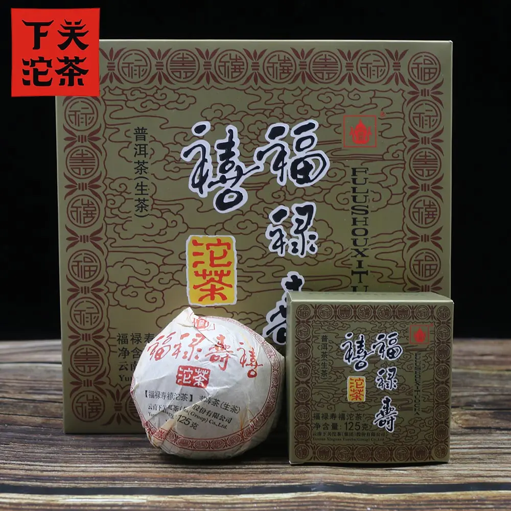 чай пуэр Xiaguan 2015 yr Shen Pu erh Tuo Fu Lu Shou Xi Cha Yunan сырой Tuocha 125 г * 4 подарочная