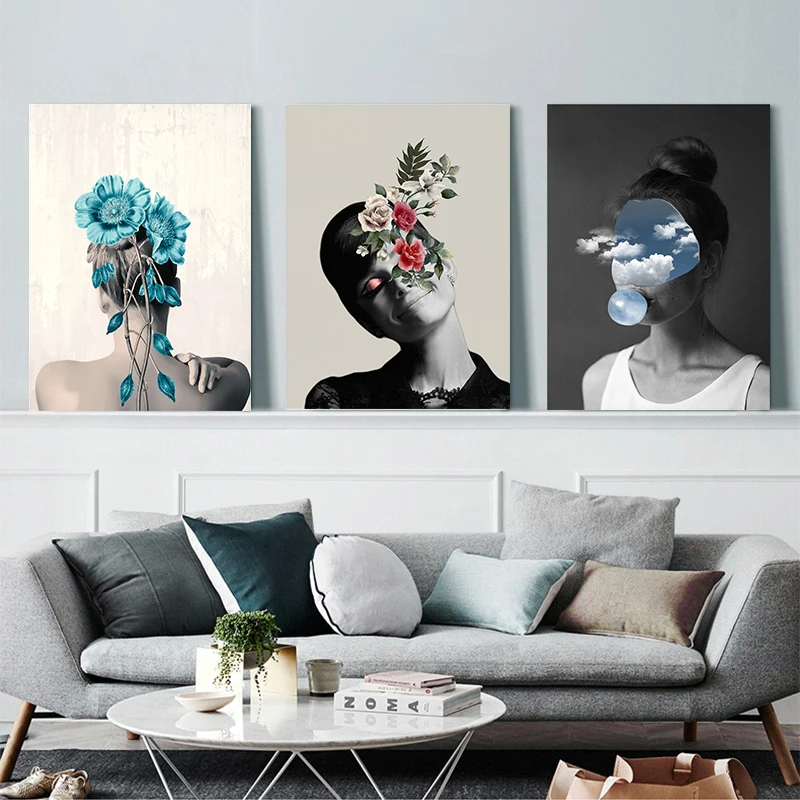 Decor Poster Girl'S Room Pictures Prints Flower And Woman Landscape Nordic Watercolor Style Kids Painting HD Wall Art Canvas | Дом и сад