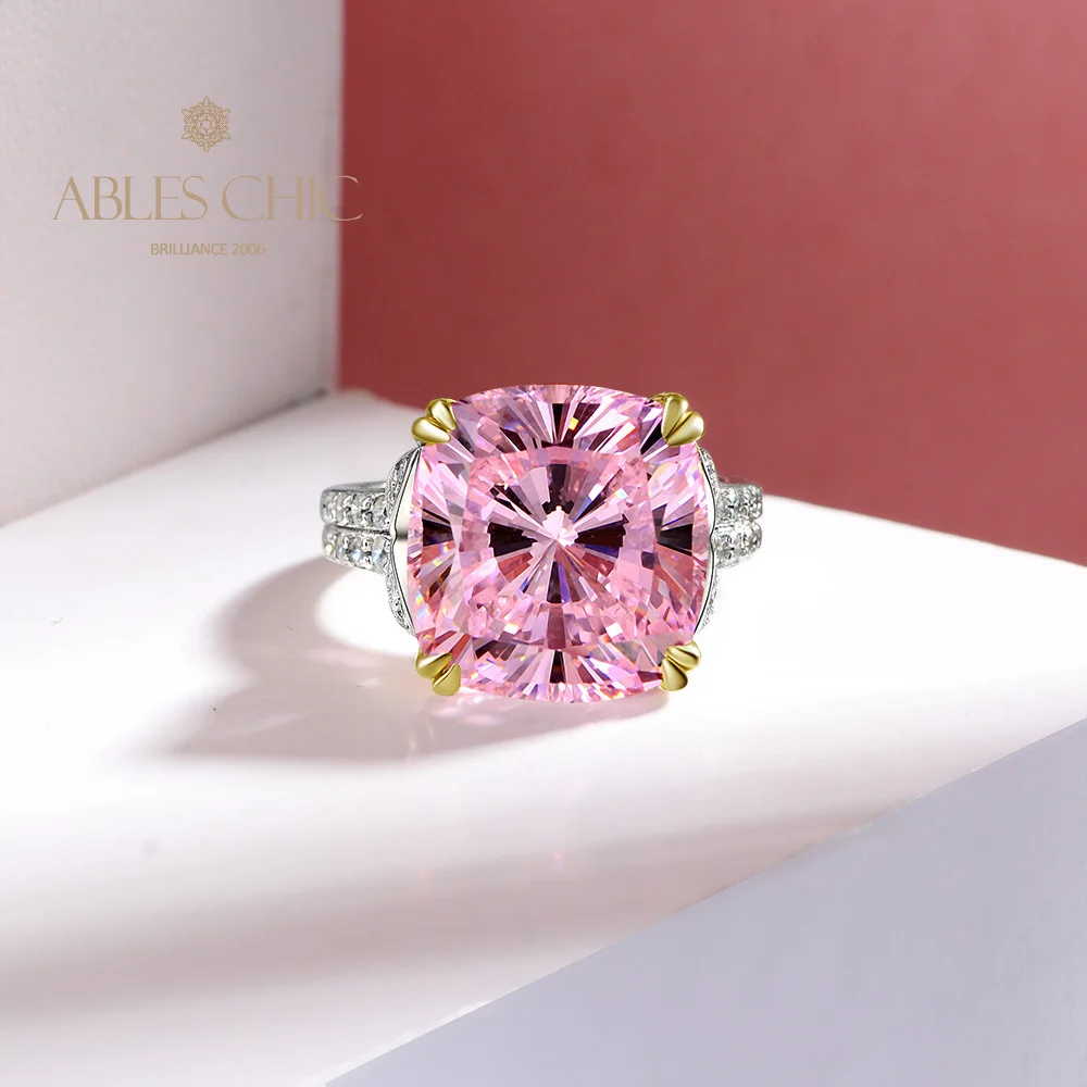 

Solitaire Lab Cushion Kunzite Engagement Statement Ring 925 Silver 5A Zircon Pink Gemstone Bridal Wedding Rings S2R1S2R0357