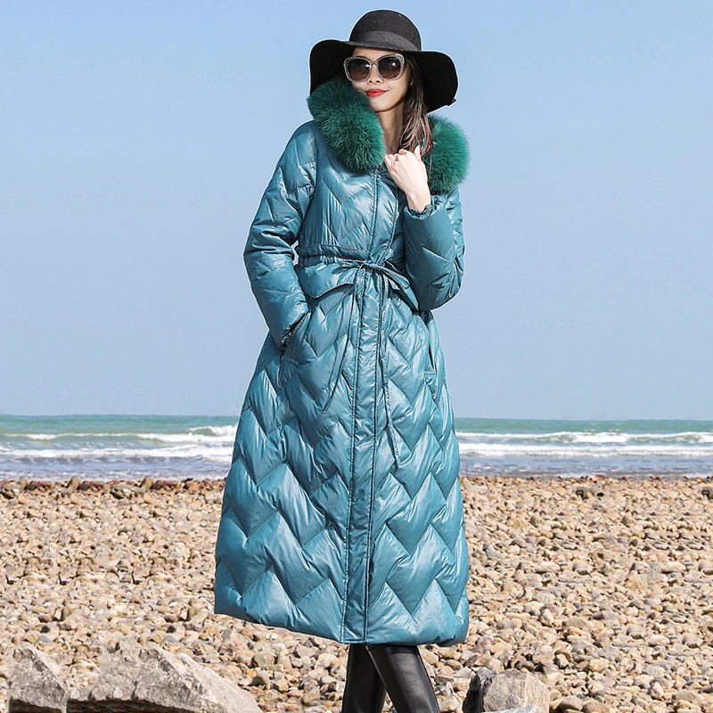 Female Coat 90 White Duck Down Women Down Jacket 2023 New Winter Hooded Fur Collar Fashionable High-End Women Down Jacket NBH526