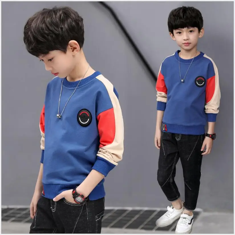 Детская одежда футболка для мальчиков новинка 2019 осенняя больших Корейская