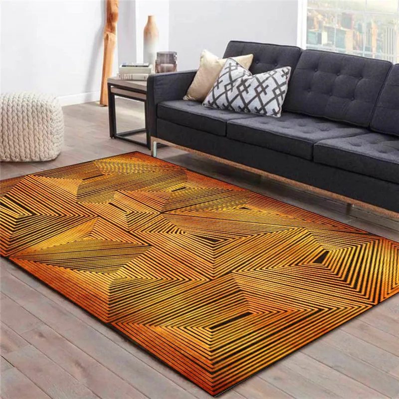 

Fashion Gold Rug Abstract Aureus Geometric Lines Carpet Living Room Bedroom Bed Blanket Kitchen Bathroom Floor Mat