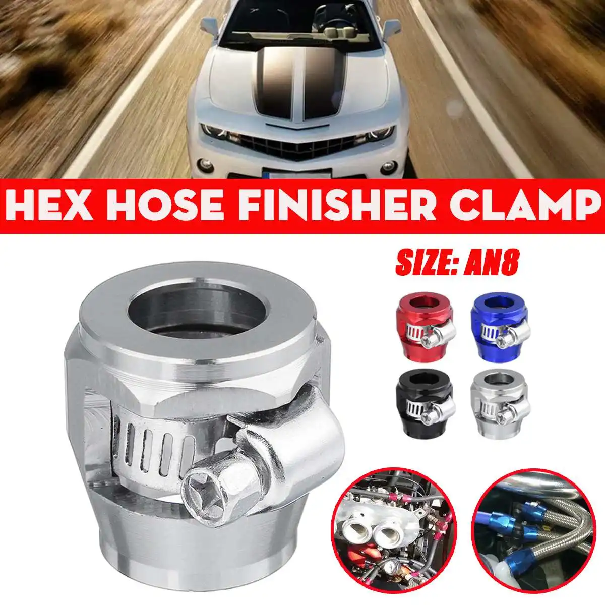 

AN4/AN6/AN8/AN10 Aluminum Hose Finisher Clamp With Screw Band Hose End Cover Fitting Adapter Oil Fuel Hose Clamp Line Finisher