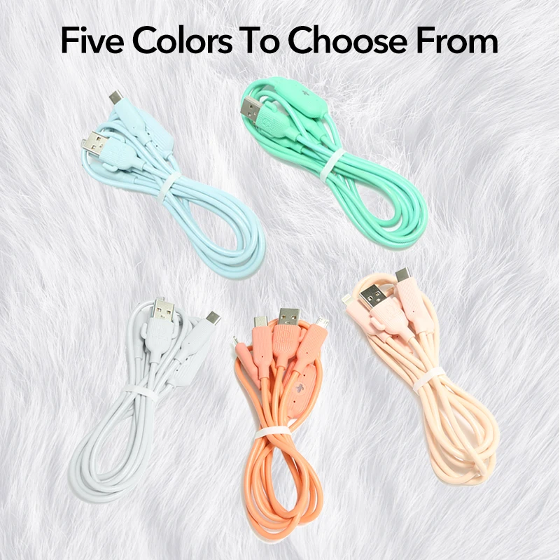 

Coolreall 3 in 1 Cute USB Cable For iPhone Samsung Xiaomi Multiple Port Charger LED Cable Fast Charging Micro USB Cable Type-C
