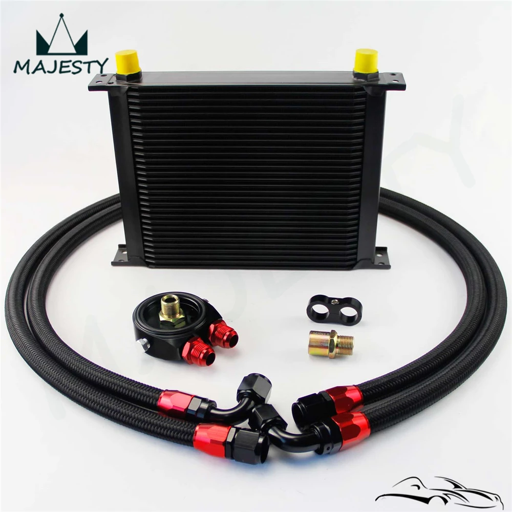 

Универсальный Масляный радиатор коробки передач двигателя, 30 рядов, черный + комплект черных фильтров британского типа