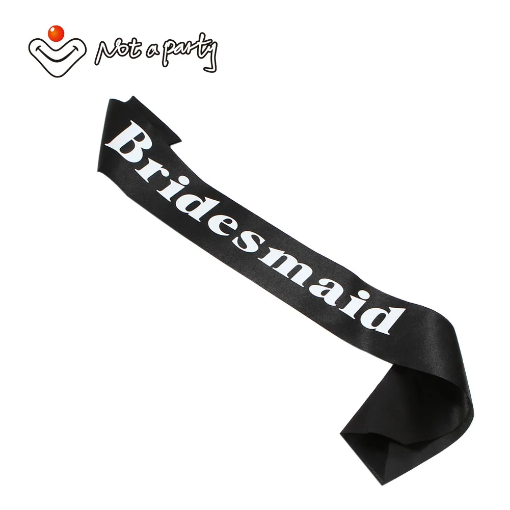 

3pcs Wedding ribbon Hot pink Ring Bride to be sash black bachelorette band bridesmaid maid of honor hen party mother of bride