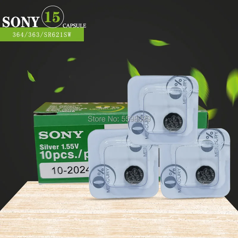 15 шт./лот для SONY 100% оригинал AG1 364 LR621 164 SR60 SR621SW 1 55 в кнопка часов батарея монет одна