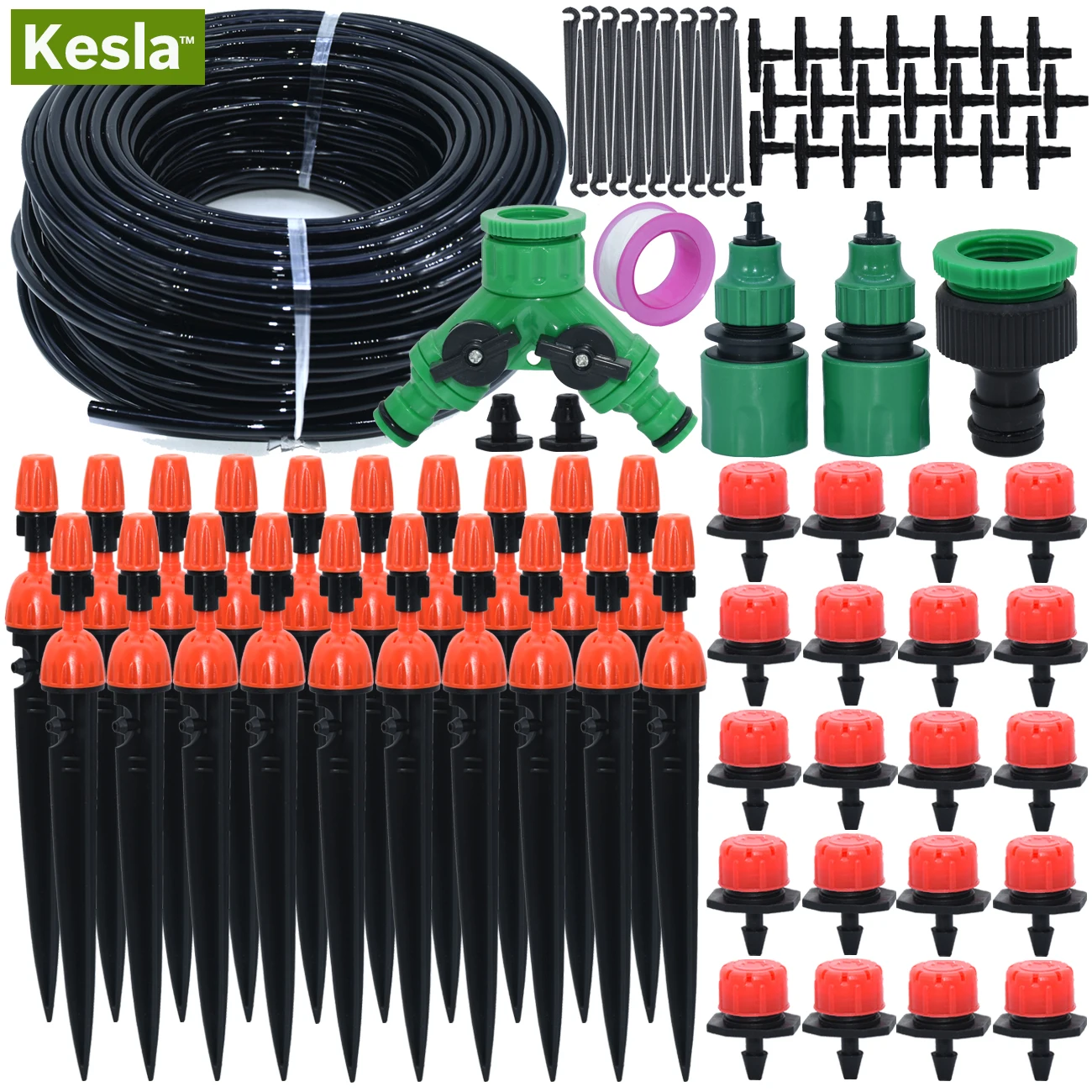 KESLA 5M-30M Drip Irrigation Watering Kits System Garden Greenhouse Automatic Adjustable Drippers 8 Outlets Sprinkler 4/7mm Hose | Дом и сад