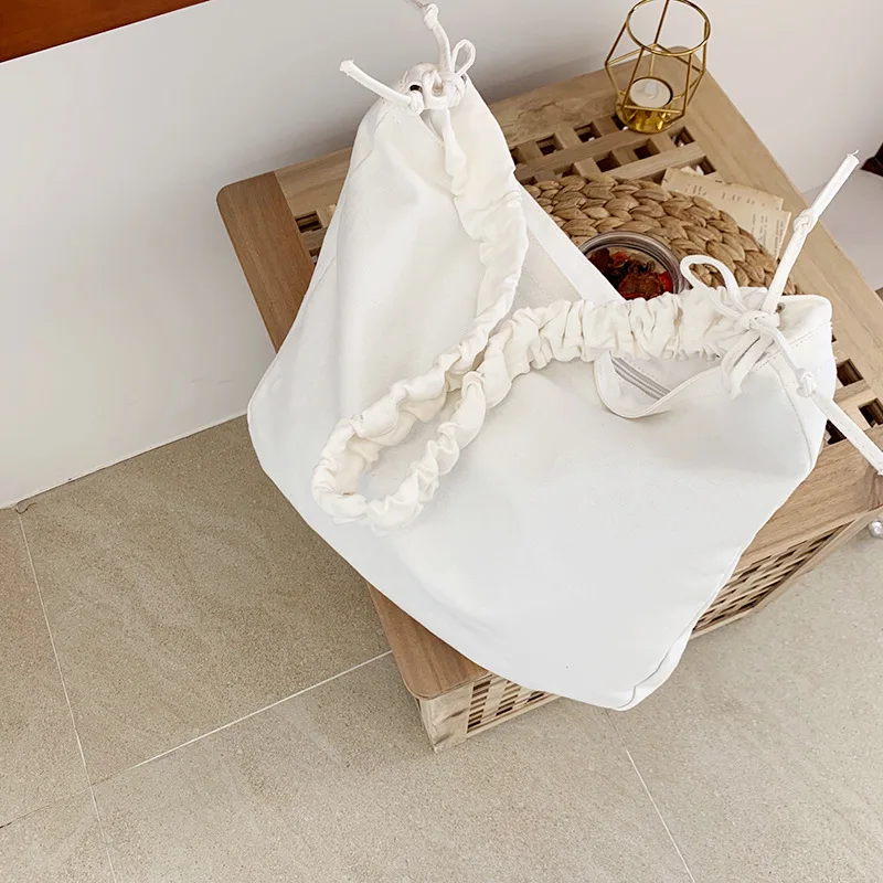 

Simple Casual Canvas Women Bag Female Large Capacity Shoulder Handbag Solid Color Shopping Tote Travel Purse Lady Shopper Bag