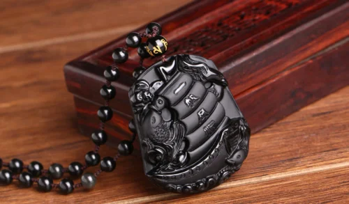 LETSFUN Изящные Ювелирные изделия из натурального обсидиана ручная резная лодка