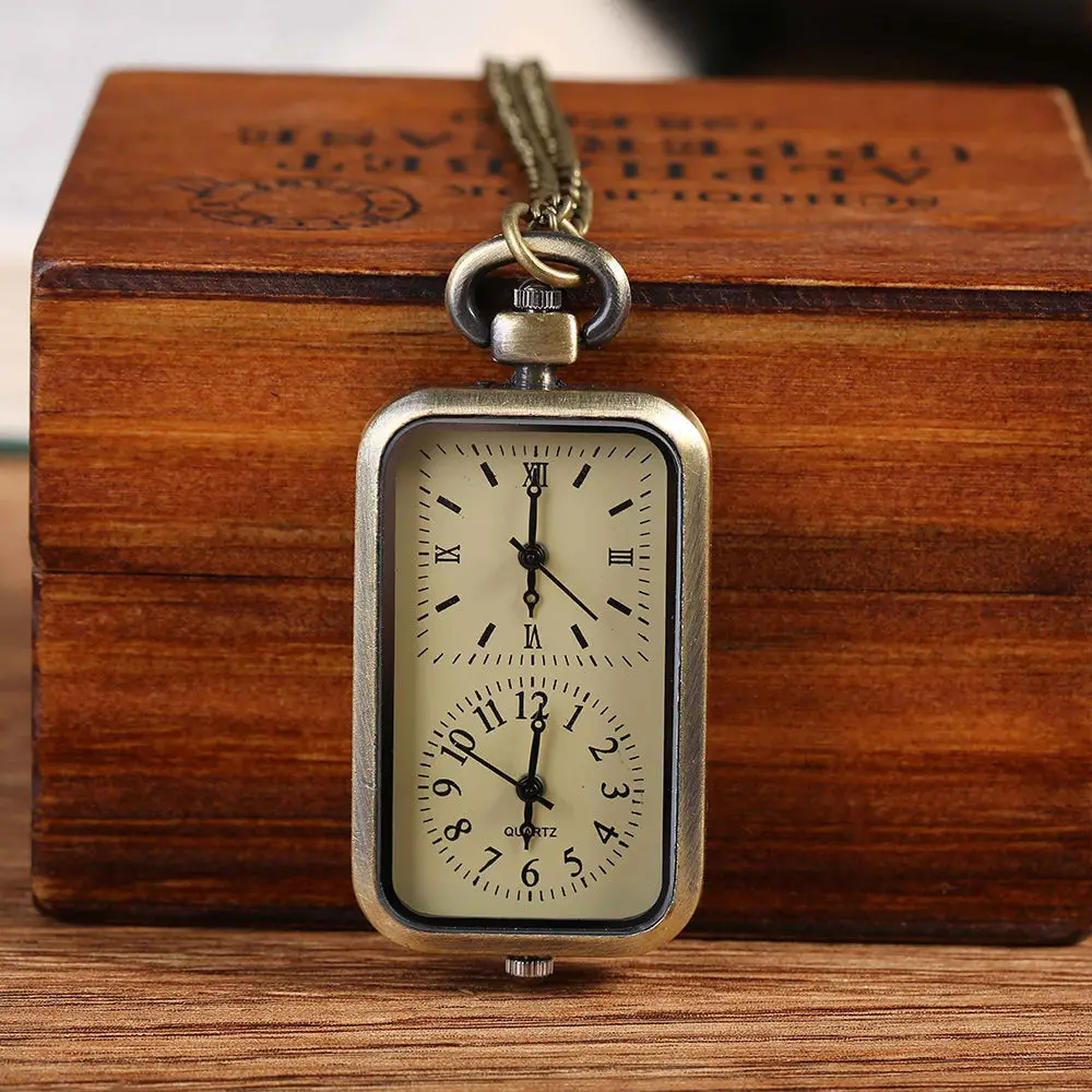 

Large Quartz Pocket Watch Dual-Display Watch Fashion Retro Trend Bronze Pocket Watch 8010 pocket watches husband gift