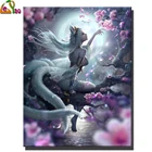 Алмазная вышивка, абстрактное искусство, девятихвостая лиса, женщина, цветы, полная квадратная круглая алмазная живопись 5d, Алмазная мозаика для творчества