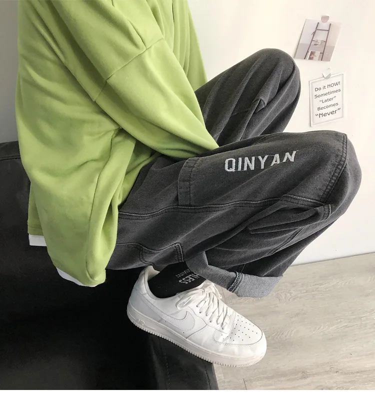 ICCLEK Autumn Straight-leg Jeans Men's Thin Casual All-match Korean Workwear Nine-point Pants Men Jeans  Ripped Jeans for Men