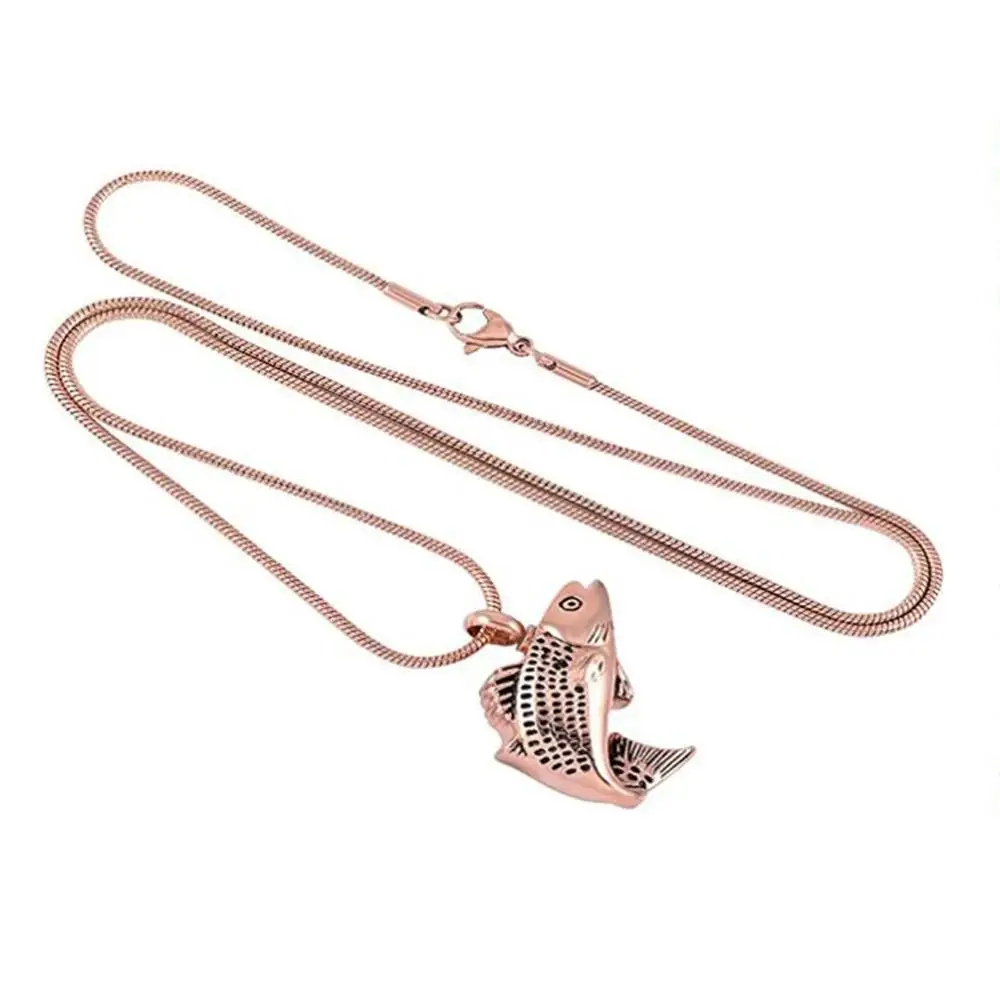4 colors Fish Cremation Jewelry for Ashes Memorial Keepsake Necklace Stainless Steel Urn Pendant +Fill kit | Украшения и
