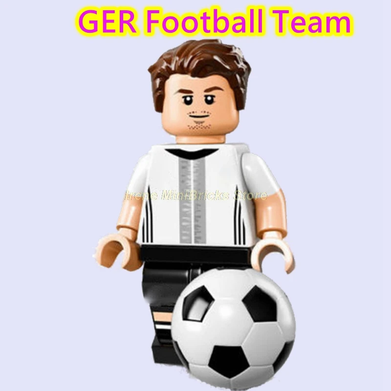 GER Football Team Football Player Cristiano Ronaldo Neymar Beckham Kobe Bryant Messi Pogba Modric Labron James Toys For Children Building Blocks - Цвет: GER Football Team
