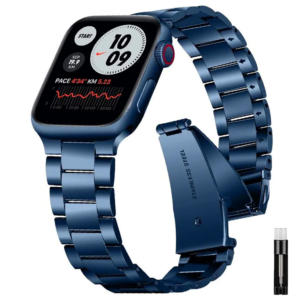 

Ремешок из нержавеющей стали для apple watch 6 se, деловой браслет для iwatch correa 44 мм 40 мм series 5 4 3 42 мм 38 мм