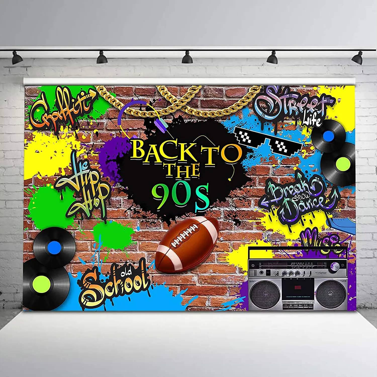 

Фон в стиле ретро 90-х граффити кирпичная стена фон для взрослых День Рождения Декор баннер фото студия стенд реквизит