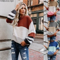 wireless age hoodie women long sleeve round neck striped knitting loose commuter womens hedging new tops spring autumn wild