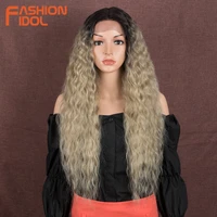 fashion idol kinky curly wigs for women 30 inch synthetic deep curly lace wig high temperature fiber ombre glueless cosplay wigs