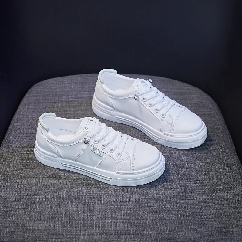 

Women Sneakers White All Match Leather Shoes Casual Girls Flat Heel Spring Summer Shoes Lace Up Shoes Platform for Women