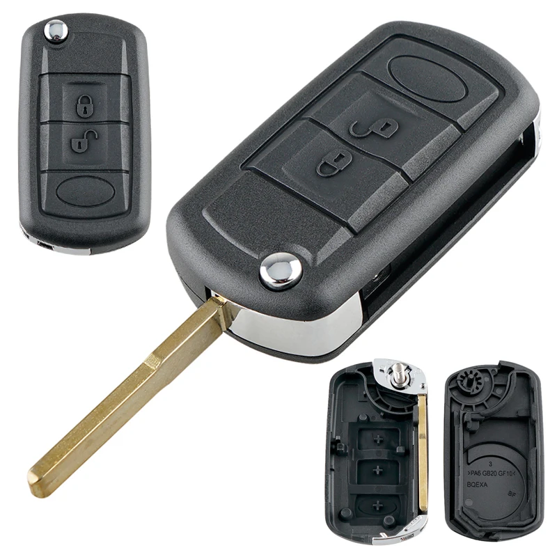 

3 Buttons Car Key Fob Case Shell Replacement Flip Folding Remote Cover Fits for LAND ROVER Range Rover Sport LR3 Discovery
