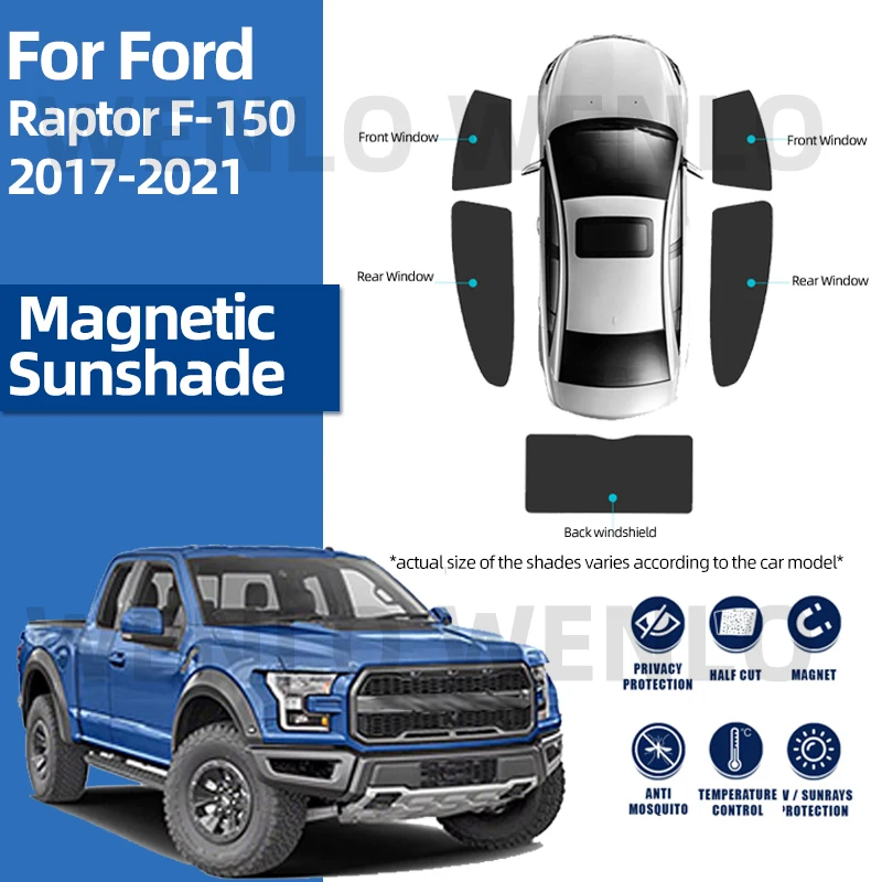 

For Ford Raptor F150 2017-2021 Window Shade Net Windshield Sun Visor Magnetic Shield Mesh Windscreen Curtain Special Sunshade