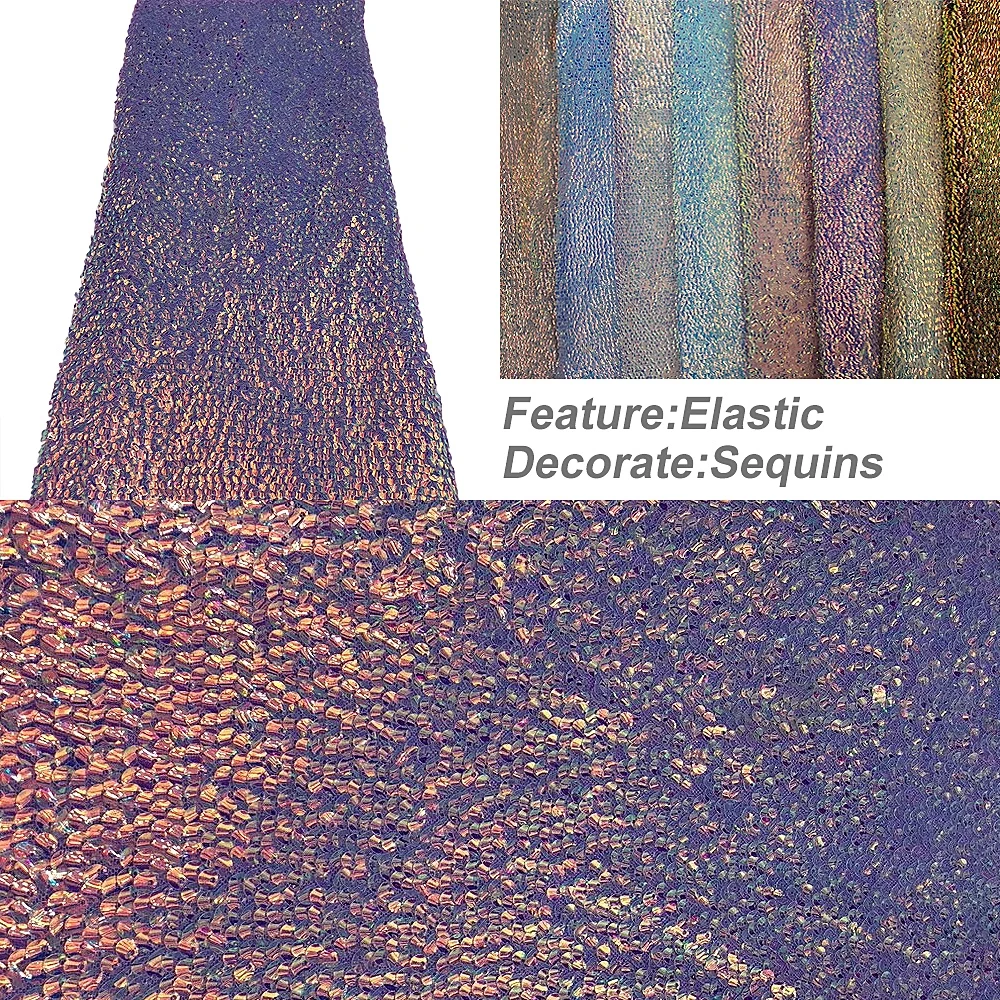 Новейшая африканская ткань с блестками эластичная кружевная вышивкой