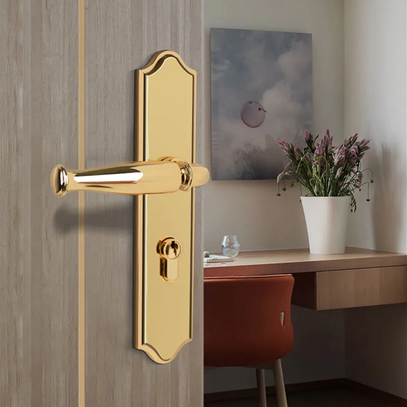 

European Style Brass Security Door Handle Lock High Quality Apartment Door Lock Bedroom Mute Gate Locks Hardware Accessories