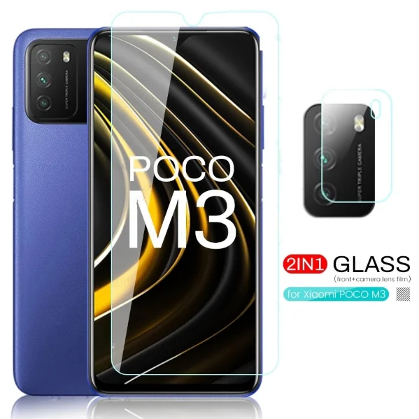 

Защитное стекло 2 в 1 для экрана Xiaomi Poco X3 NFC Pocophone F1, закаленное, Защитная пленка для объектива камеры на Pocox3 X 3 Pro F M F3 M3