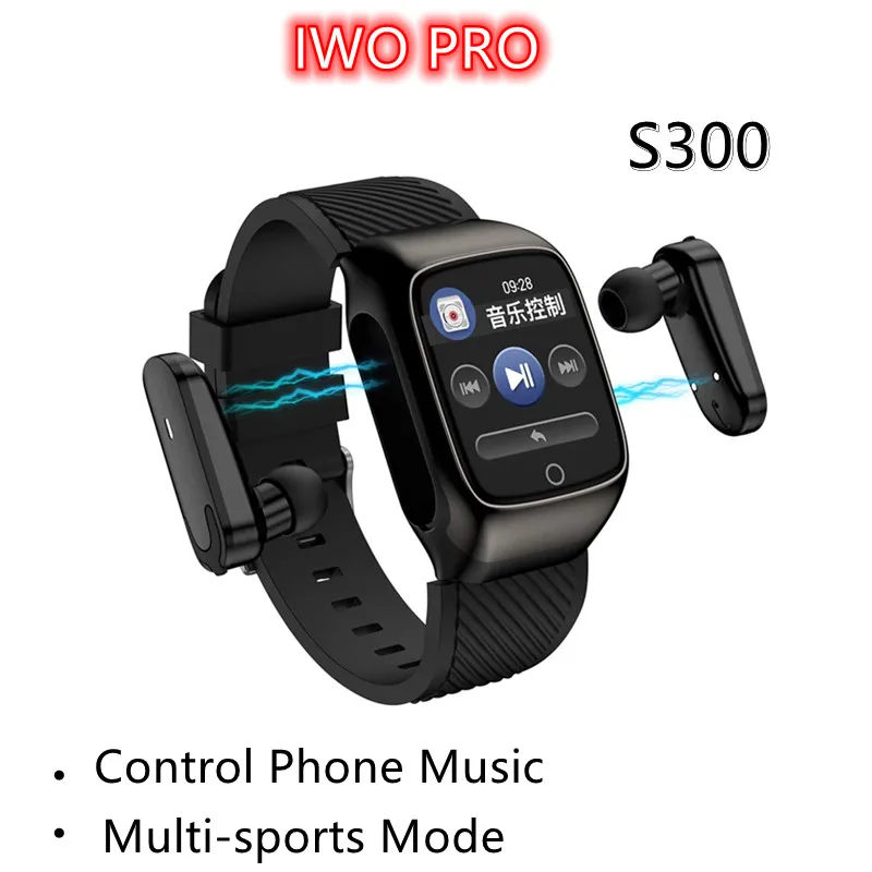 

IWO PRO 2-in-1 S300 Smart Watch Earbuds with Bluetooth 5.0 Wireless Earbuds Music Sports Health Bracelet for Android iOS