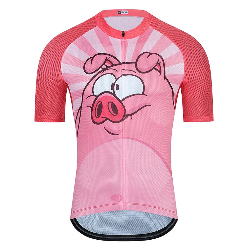 CASKYTE New Funny Pig Bicycle Jersey Shirt Outdoor Road MTB Cycling Jersey Clothing Quick Dry Short Sleeve Cycling Shirt Top