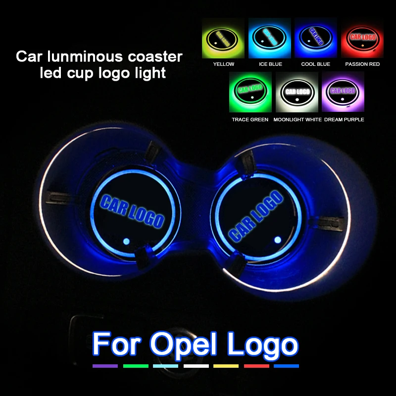 2 шт. светодиодный автомобильный держатель чашки Coaster для логотип Opel светильник