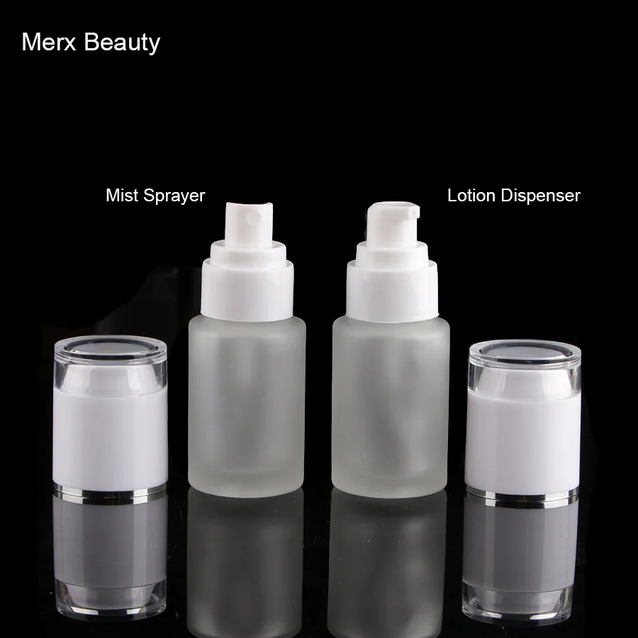 Матовая прозрачная стеклянная бутылка для косметики Merx Beauty 50 шт. 30 мл с дозатором