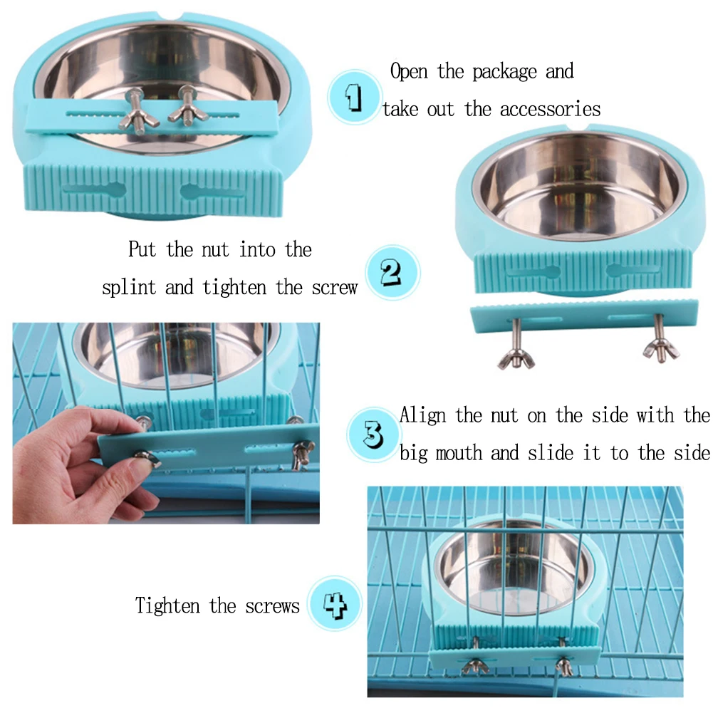 

Pet Food Bowl Hanging Stationary Stainless Steel Drinking Bowl Food Feeder Food Bowl Pet Supplies For Cat Dog