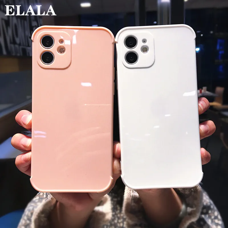 

Candy Color Phone Case for iPhone SE 2020 12 Mini 11 Pro Max XS XR X 7 8 Plus Straight Edge Precision Hole Soft TPU Back Cover