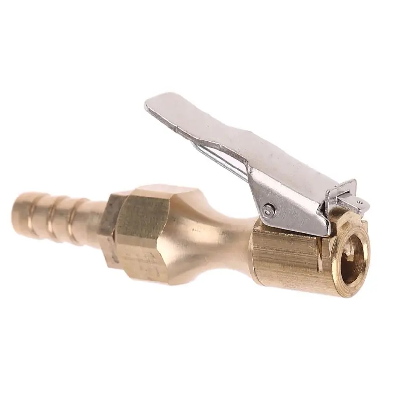 

1/4" Brass Tire inflator Locking on Air Chuck Air Compressor Pump Adapter with 8mm Barb Connector Accessories for Car