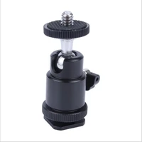 mini ball head hot shoe adapter to 14 mount screw for dslr camera led video camera tripod 360 degree dslr camera accessories