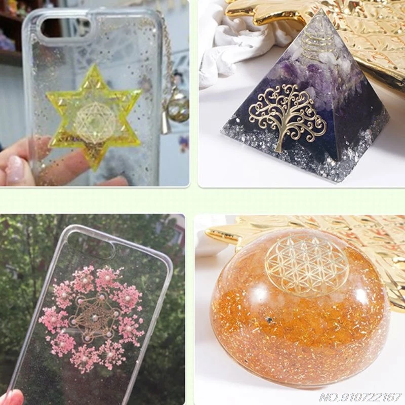 10Pcs 6.8cm 7 Chakra Copper Energy Tower Orgonite Sticker Flower Life Tree Pyramid Epoxy Resin Material Making D07 20 Dropship - купить по