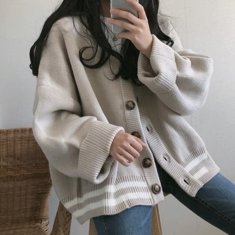 

Women Knitted Cardigans Sweater Winter Solid Basic Elegant New Coats Tops Loose Autumn Female Warm Casual Outerwear Jersey Ins