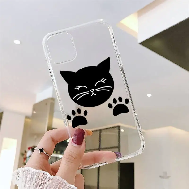 

Cute cat scratching Phone Case Transparent soft For iphone 5 5s 5c se 6 6s 7 8 11 12 plus mini x xs xr pro max