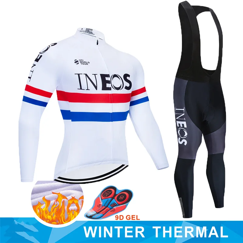 Tenue cycliste homme INEOS зима 2020 теплые флисовые велосипедные Джерси зимние штаны гелевые