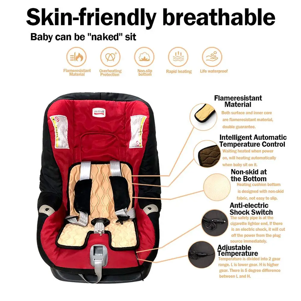 12 В Зимний автомобильный детский чехол на сиденье с подогревом автомобиля