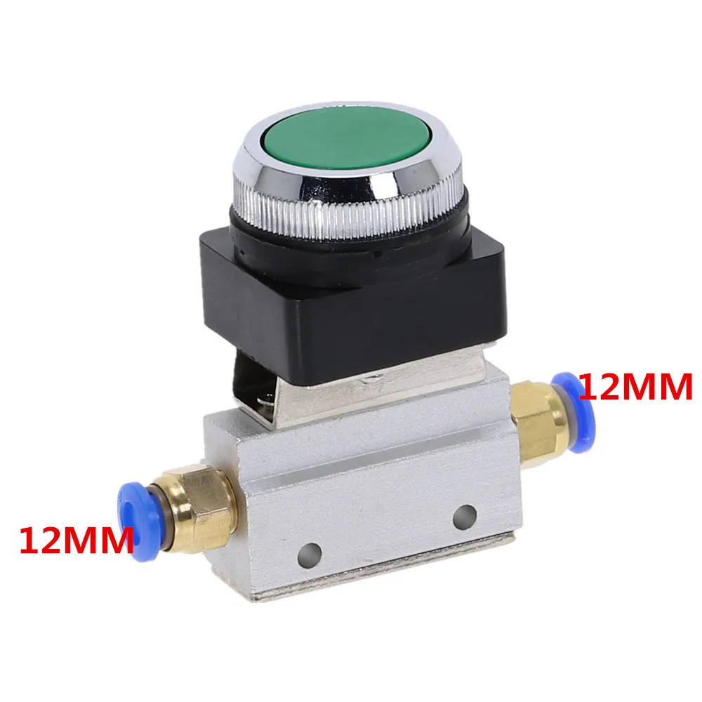 12MM 1 шт. механический клапан 1/" резьба 2 положения 3 способ зеленая плоская кнопка мгновенный пневматический клапан MOV-321PP - Цвет: 12MM