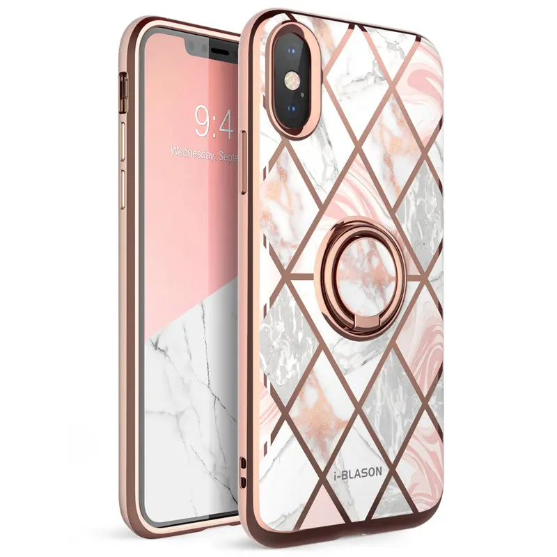 i blason for iphone x xs case cosmo snap slim marble cover with built in 360 rotatable ring holder kickstand support car mount free global shipping