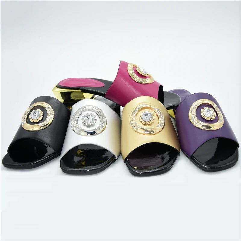 2020 Special Arrivals Wedding Purple Color Nigeriain Shoe Italian Slipper for Lady Casual Footwear PU Leather Ladies Sandals | Обувь