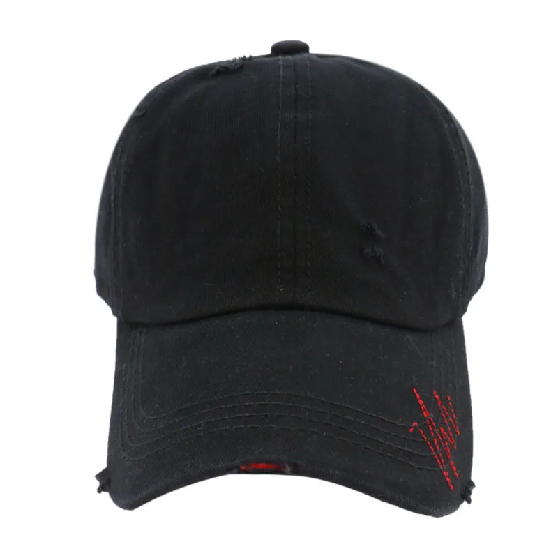 Solid Color Cowboy Baseball Cap Female Spring Summer Models Retro Washed Peaked Hole Old Personality Men 2020 | Аксессуары для